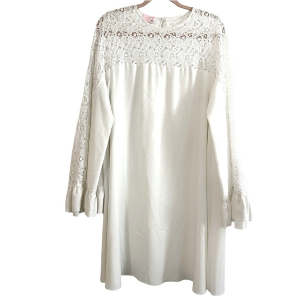 GIAMBA Paris Giambattista Valli White Lace Yoke Mini Dress - Sz 14 (50) - Picture 6 of 8